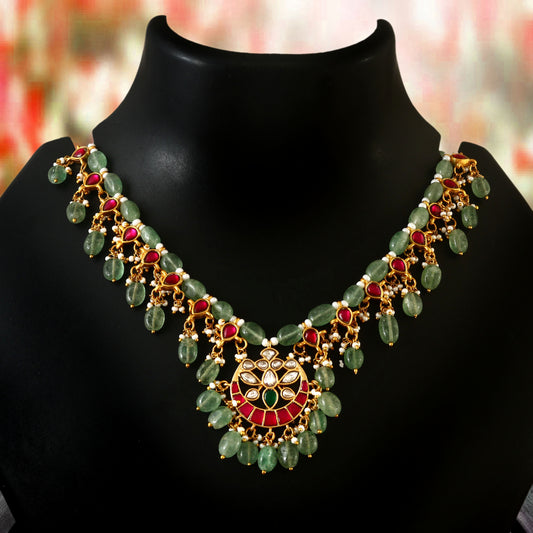 NK-151 - Jadau Kundan Necklace with Emerald