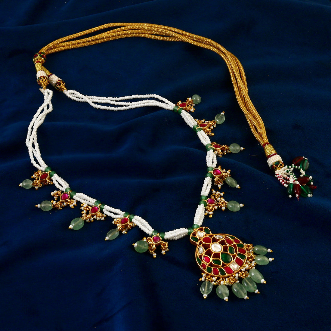 NK-157- Jadau Kundan Necklace with Emerald