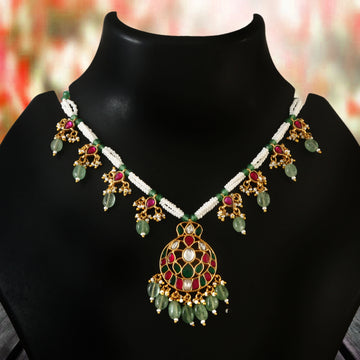NK-157- Jadau Kundan Necklace with Emerald