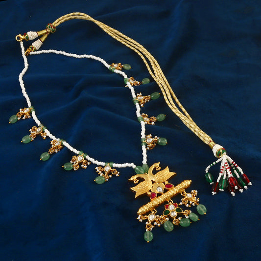 NK-159- Jadau Kundan Necklace with Emerald