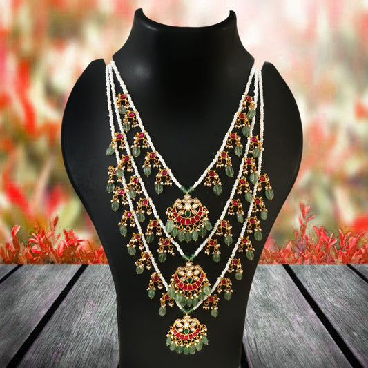 NK-162- Jadau Kundan Necklace with Emerald