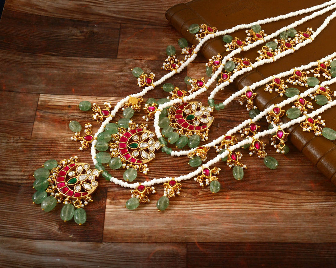 NK-162- Jadau Kundan Necklace with Emerald