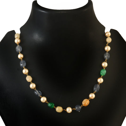 BM-103 - Jadau Kundan  Beads Necklace with Emerald