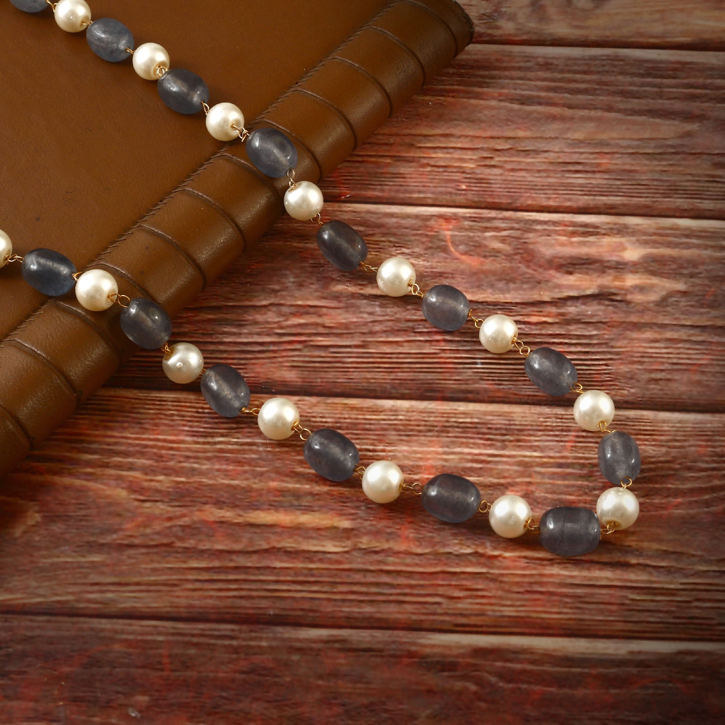 BM-104 - Jadau Kundan  Beads Necklace with Emerald