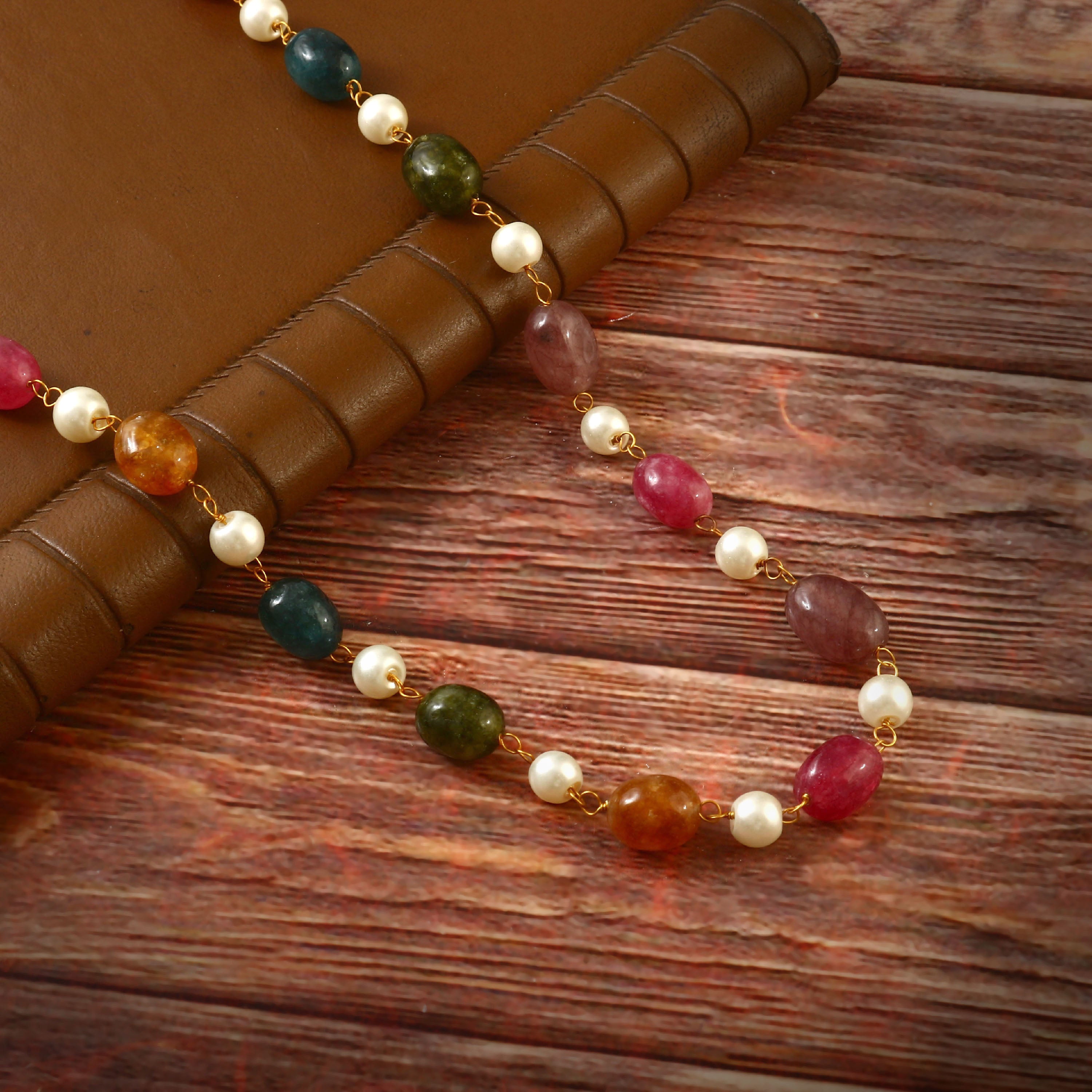 BM-105 - Jadau Kundan  Beads Necklace with Emerald