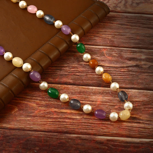 BM-106 - Jadau Kundan  Beads Necklace with Emerald