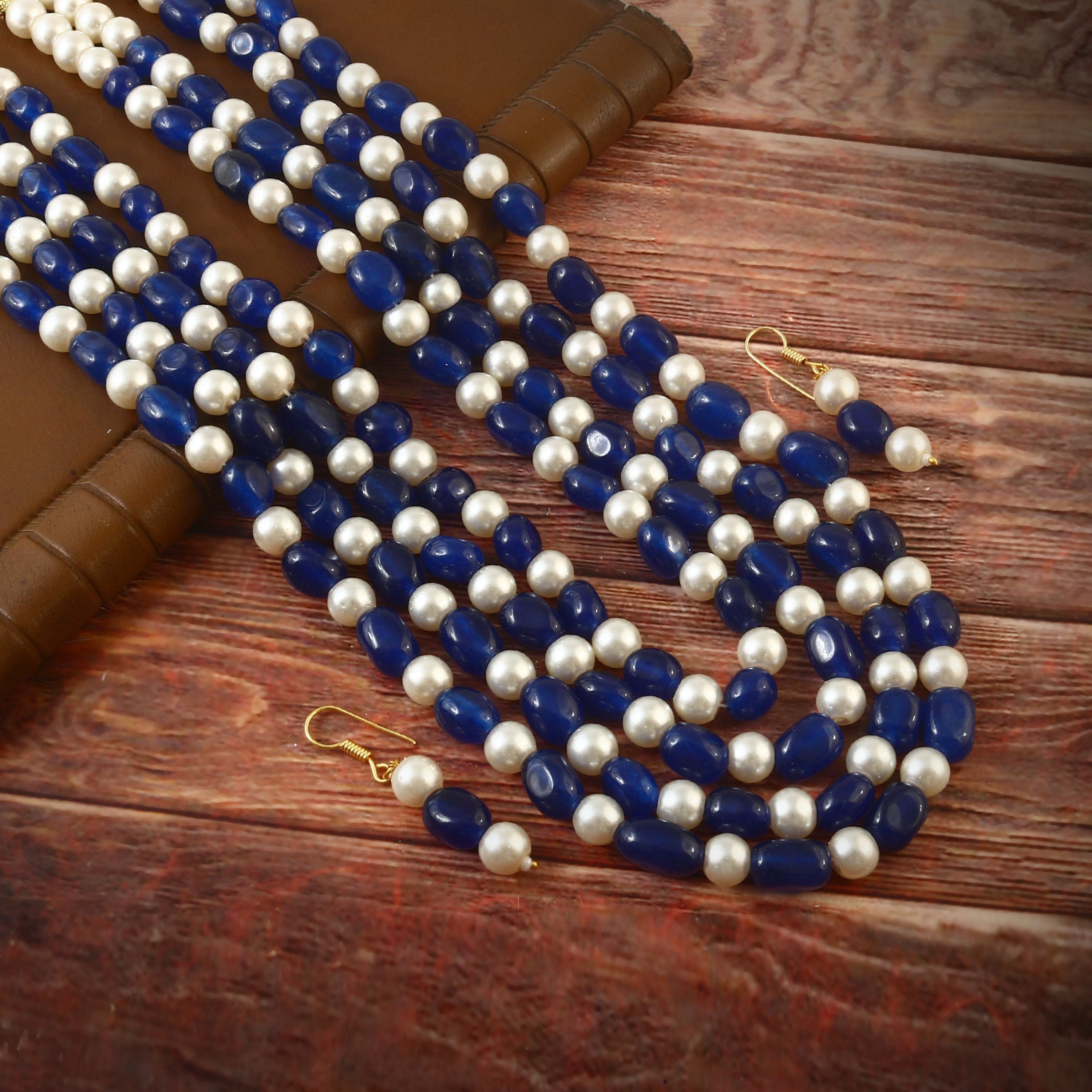 BM-111 - Jadau Kundan Beads Necklace with Emerald