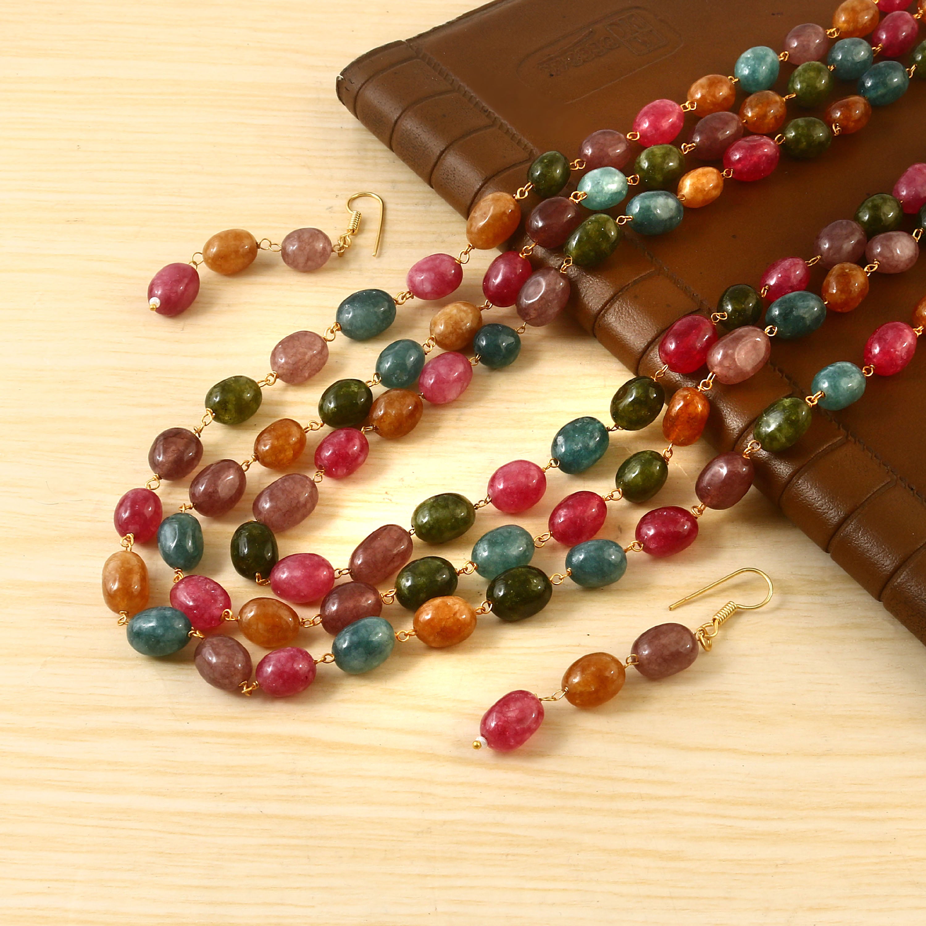 BM-112 - Jadau Kundan Beads Necklace with Emerald