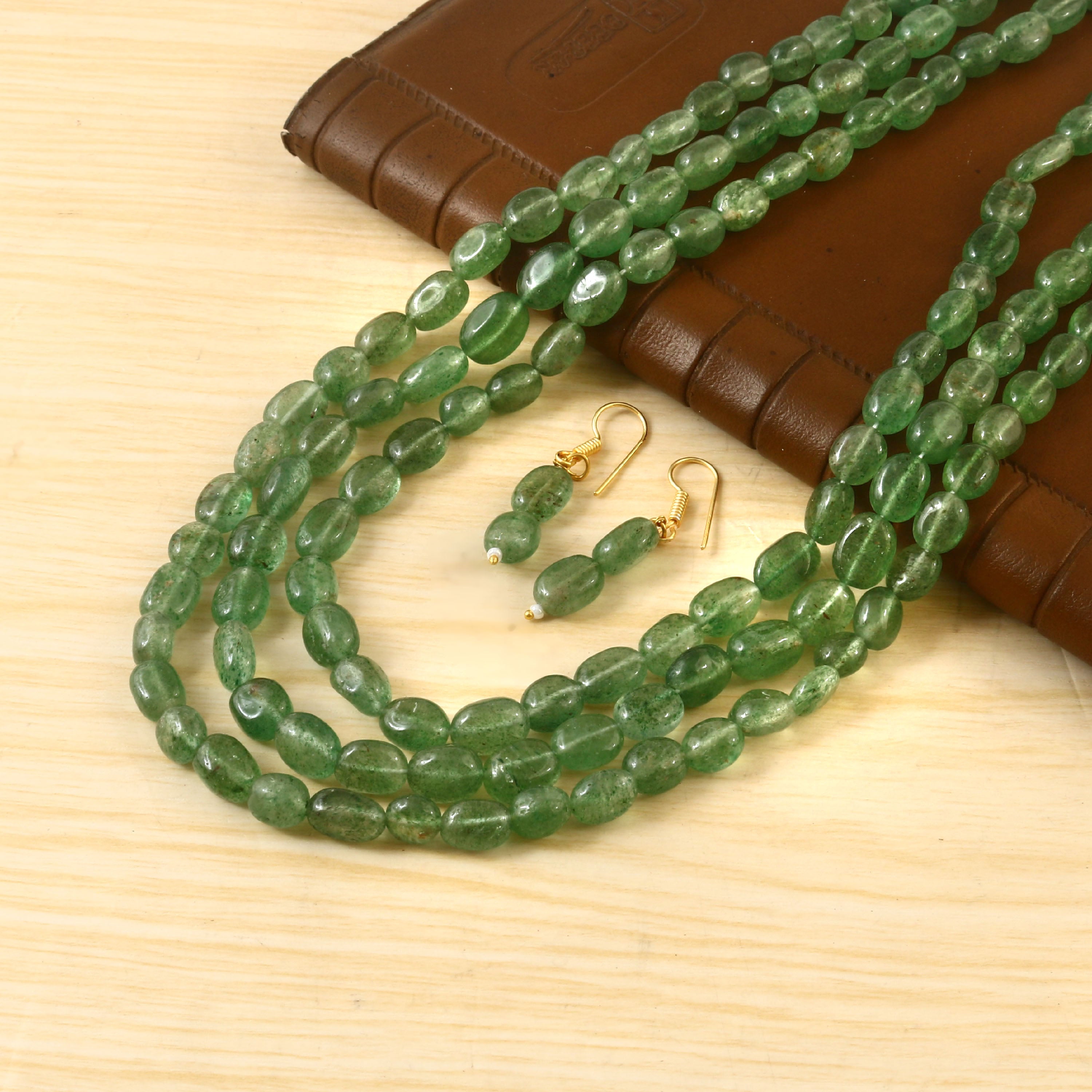 BM-114 - Jadau Kundan Beads Necklace with Emerald