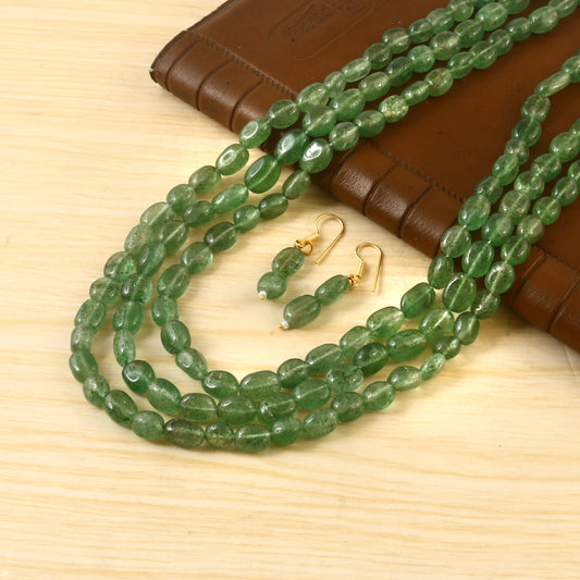 BM-114 - Jadau Kundan Beads Necklace with Emerald