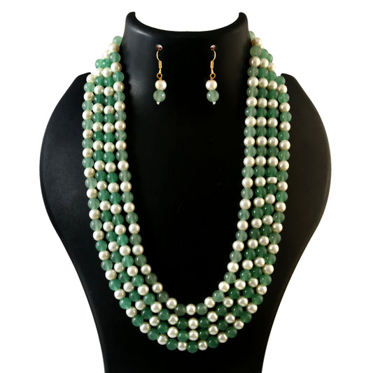 BM-116 - Jadau Kundan Beads Necklace with Emerald