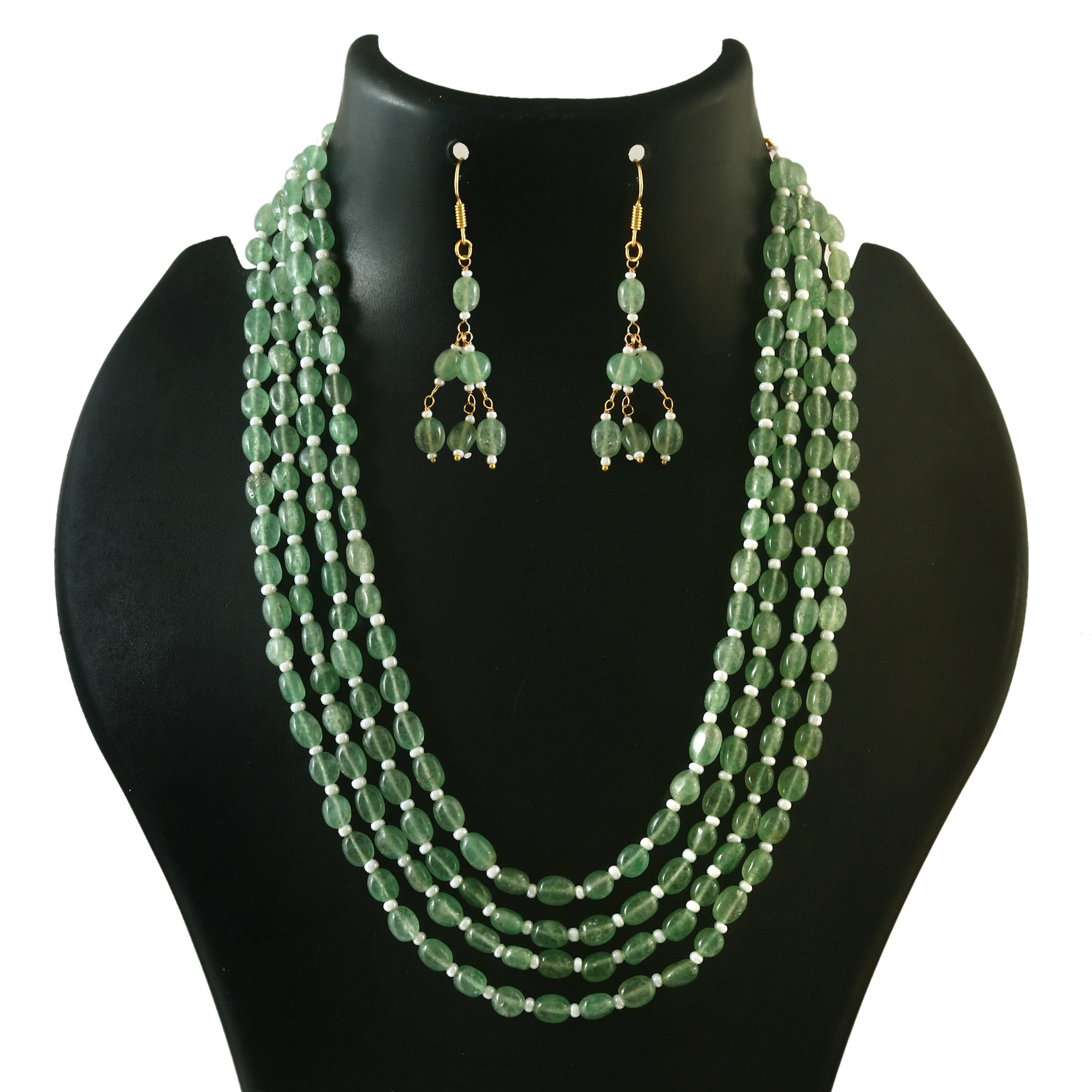 BM-118 - Jadau Kundan Beads Necklace with Emerald