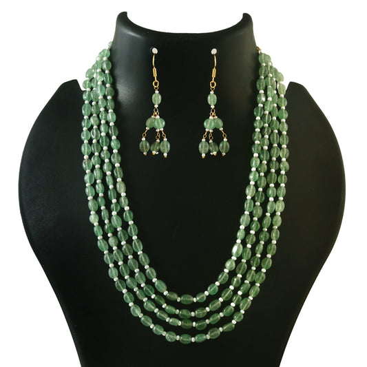 BM-118 - Jadau Kundan Beads Necklace with Emerald