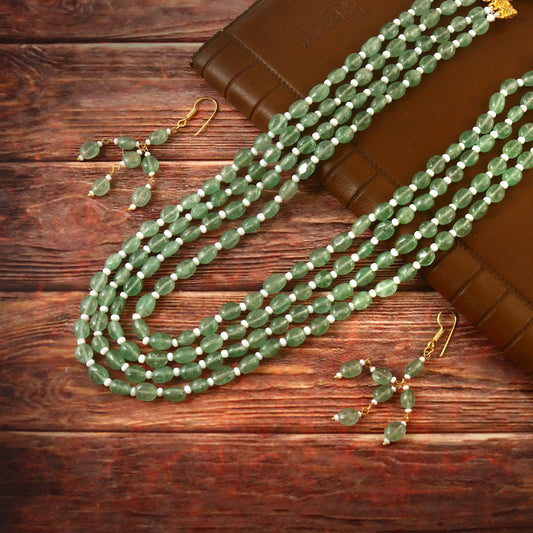 BM-118 - Jadau Kundan Beads Necklace with Emerald