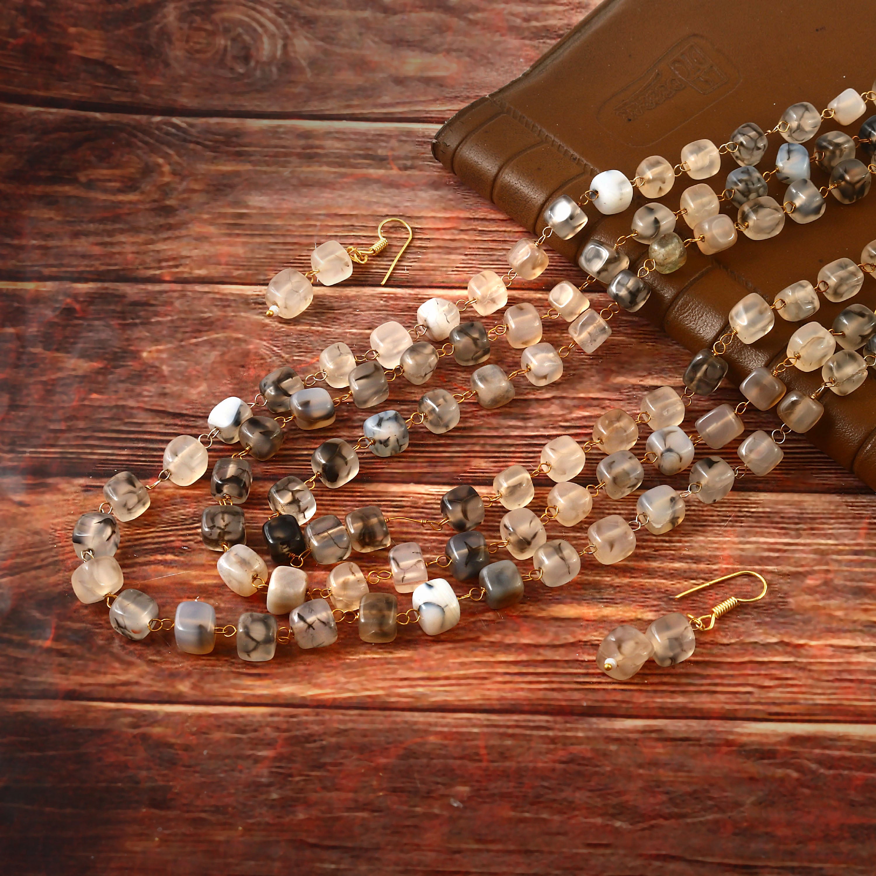 BM-119 - Jadau Kundan Beads Necklace with Emerald