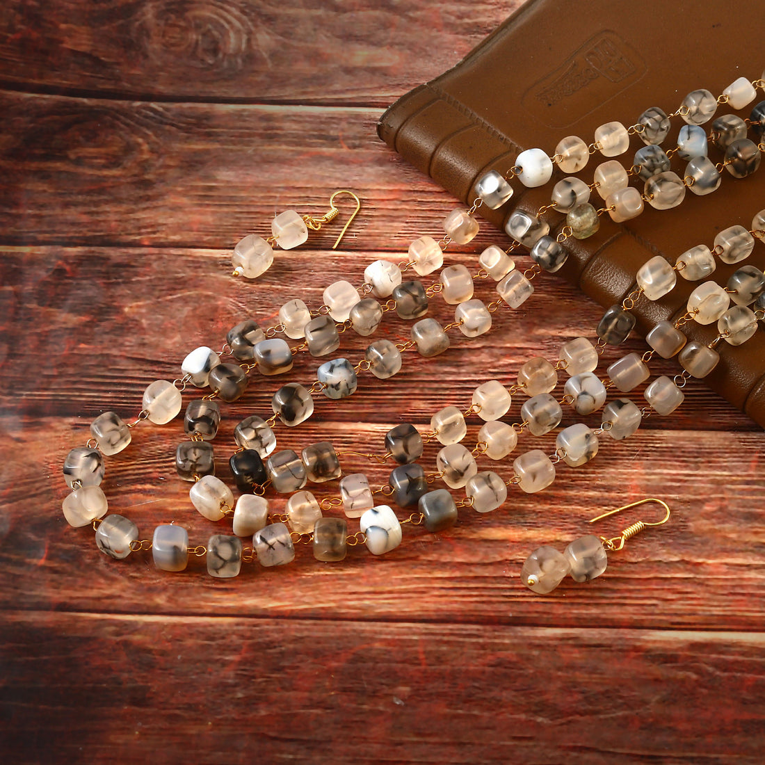 BM-119 - Jadau Kundan Beads Necklace with Emerald