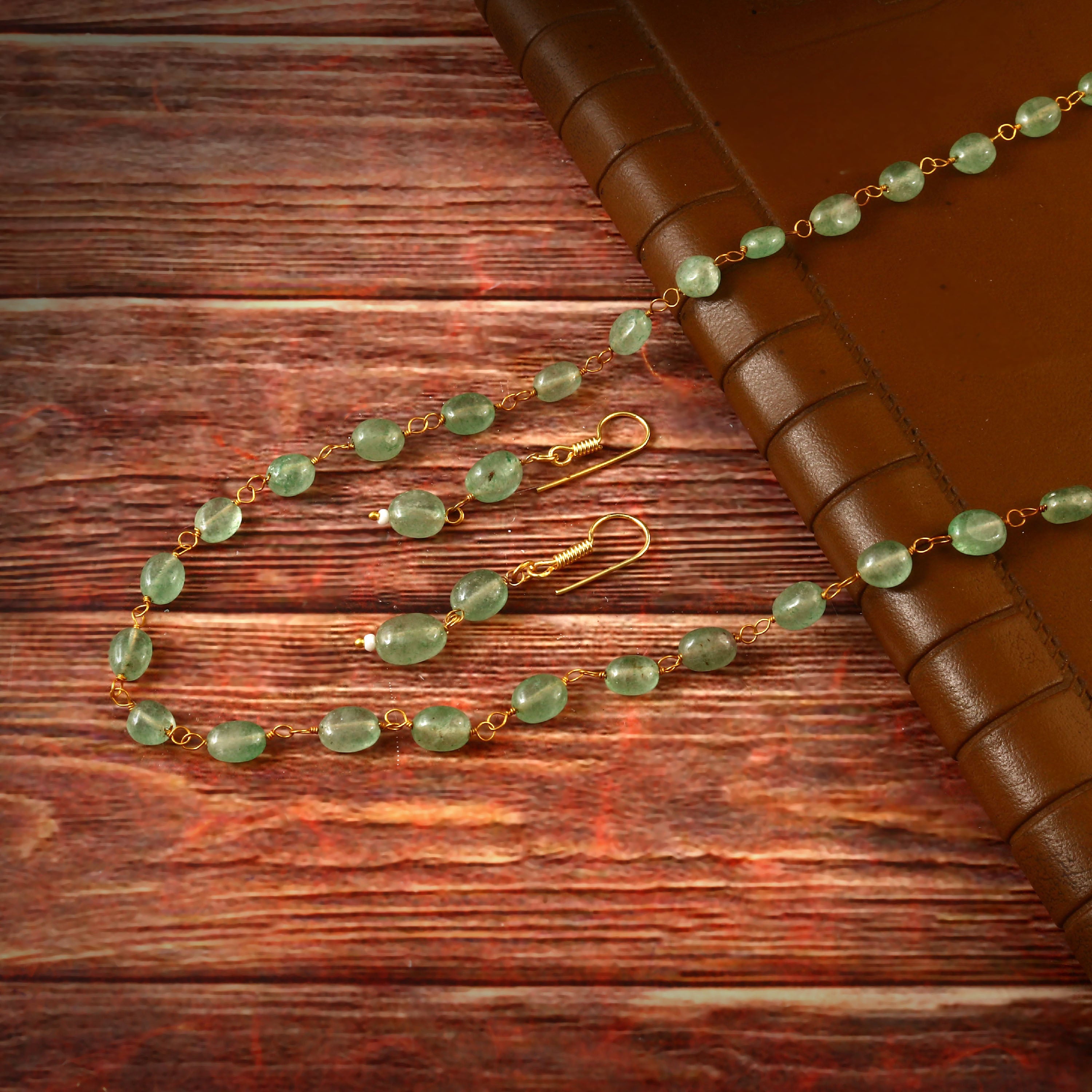 BM-121 - Jadau Kundan Beads Necklace with Emerald