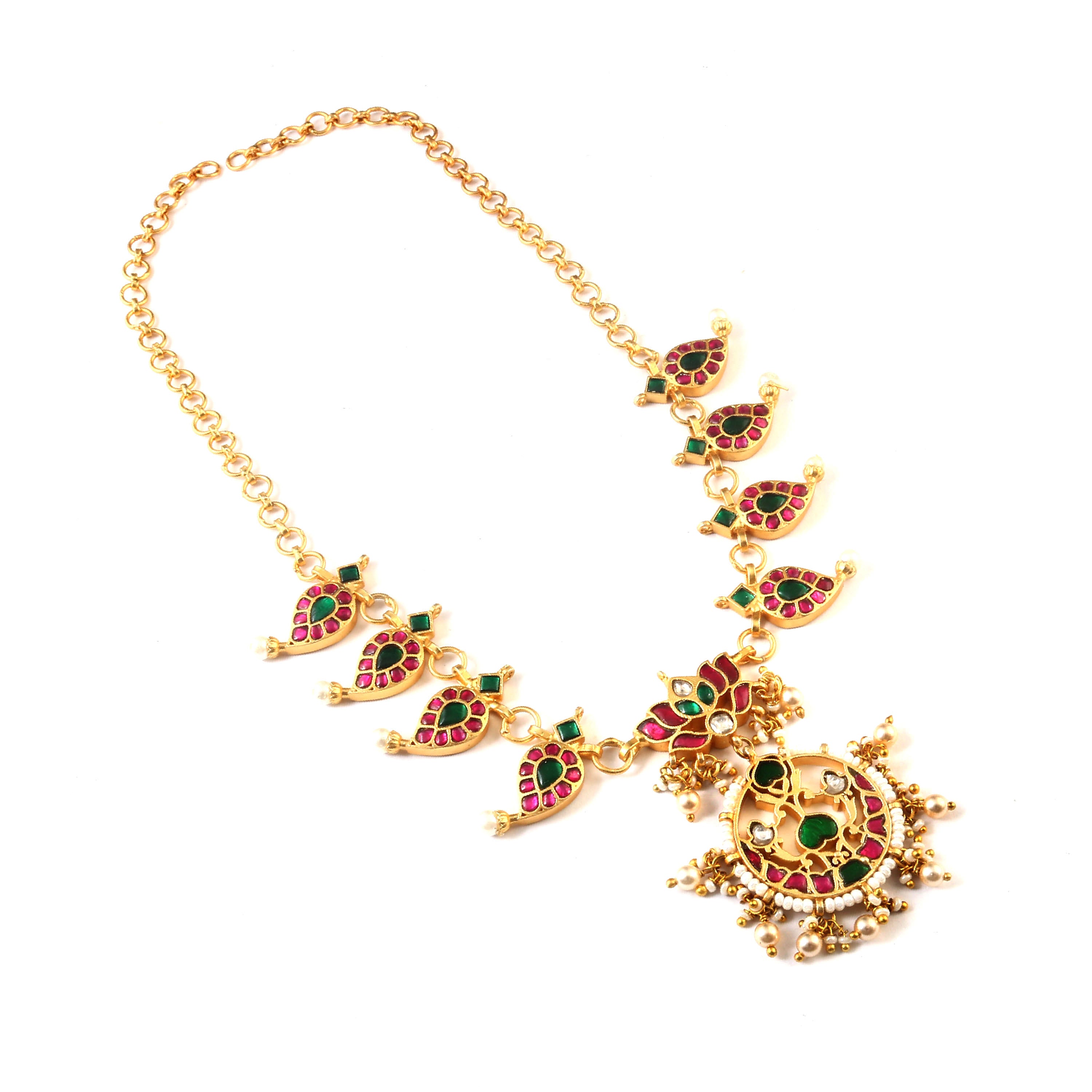 NK-164 - Jadau Kundan Necklace with Emerald