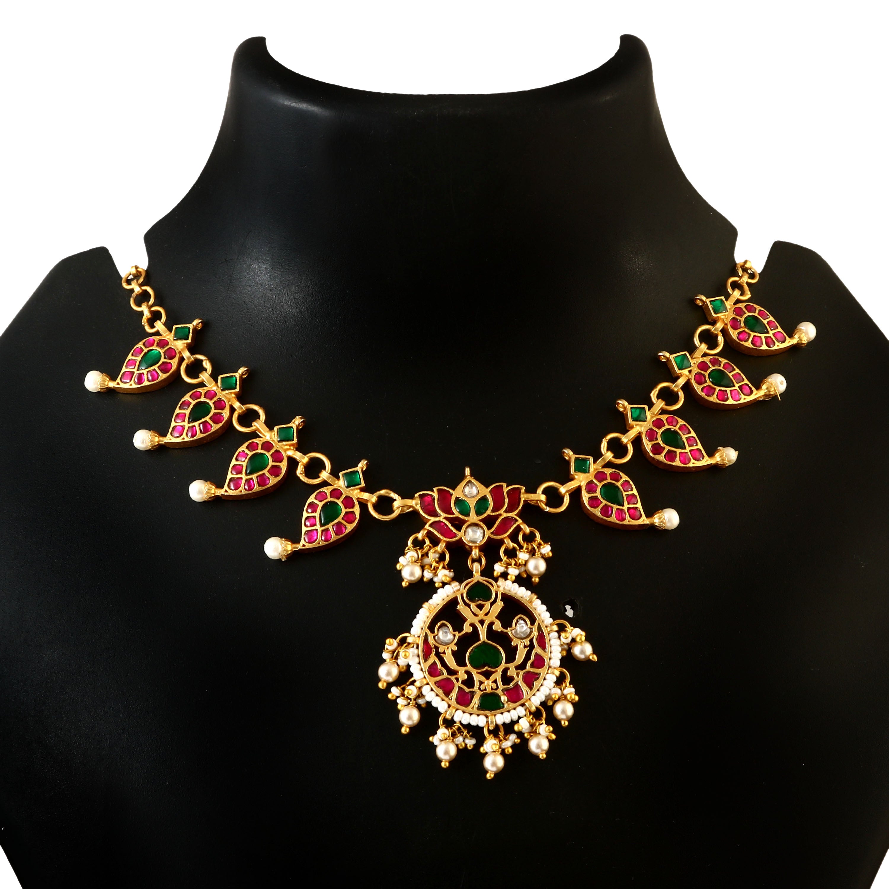 NK-164 - Jadau Kundan Necklace with Emerald