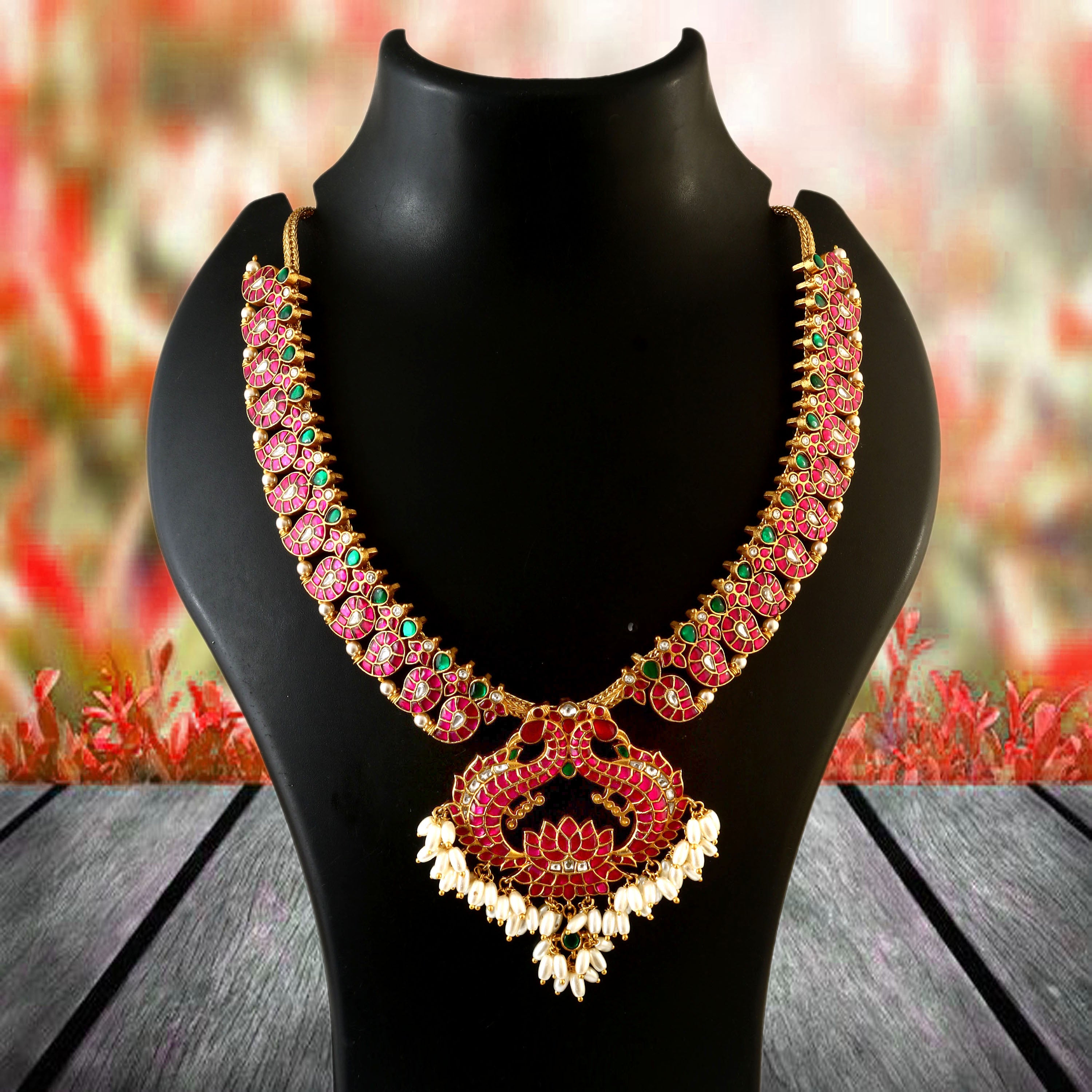 NK-167 - Jadau Kundan Necklace with Emerald
