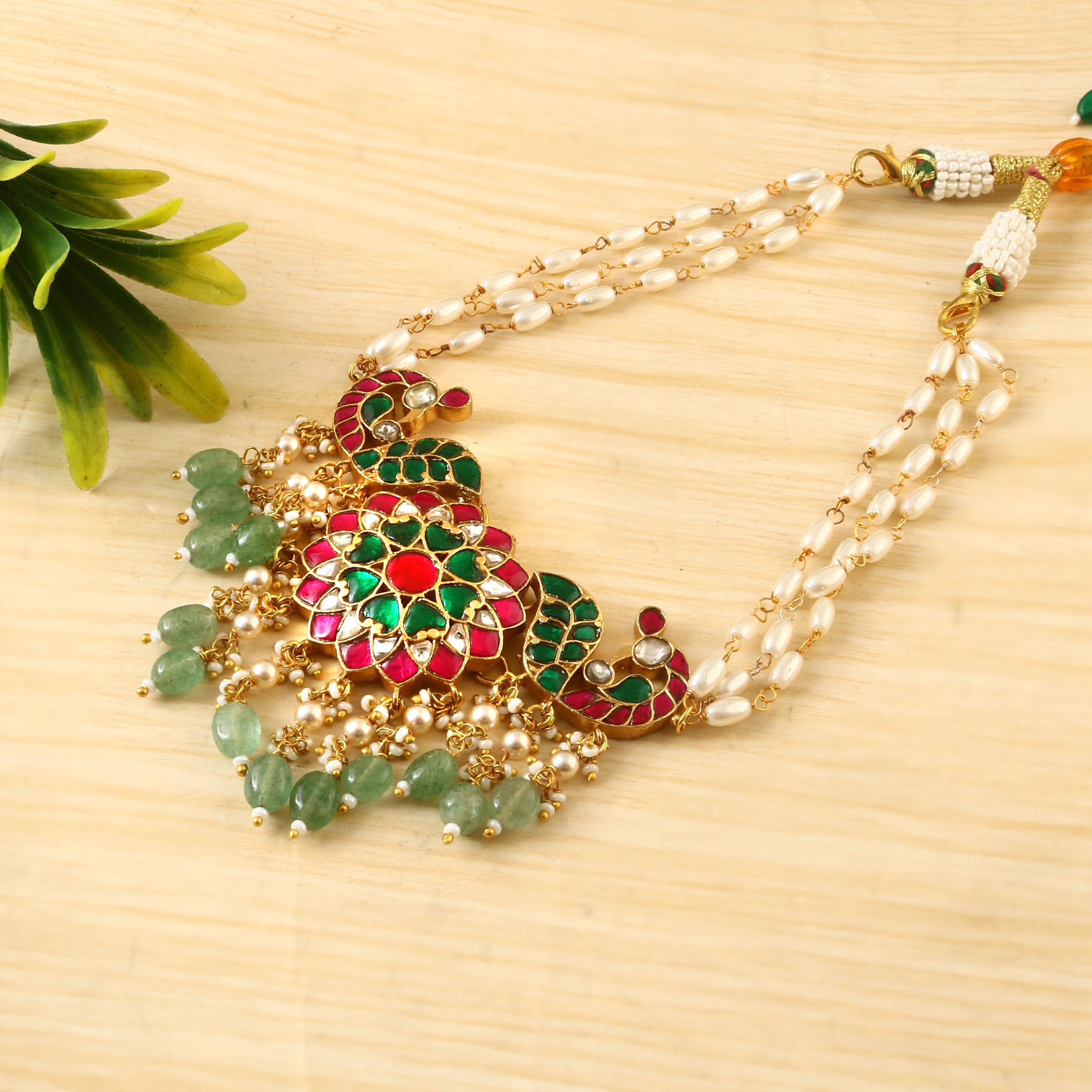 NK-170 - Jadau Kundan Necklace with Emerald
