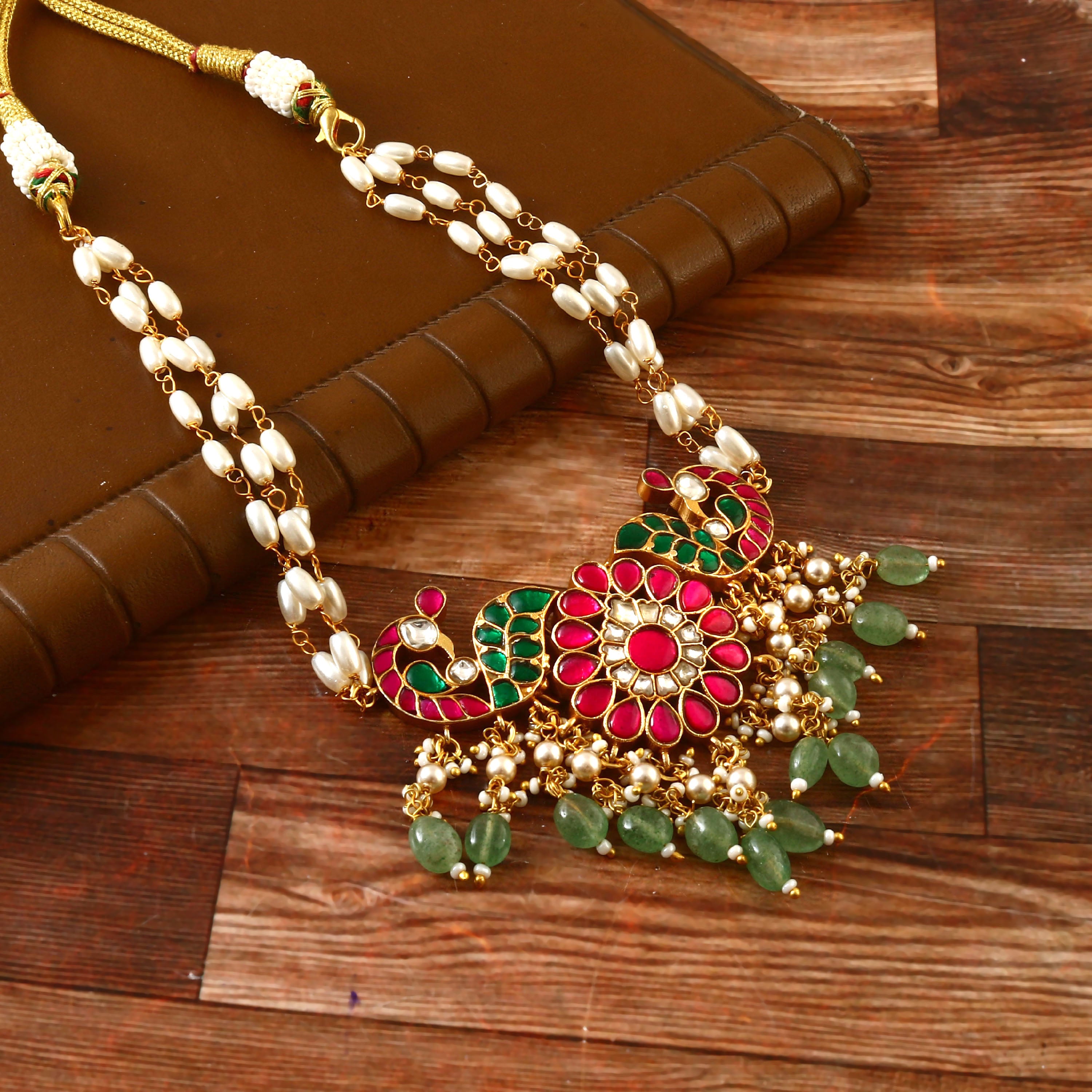 NK-169 - Jadau Kundan Necklace with Emerald