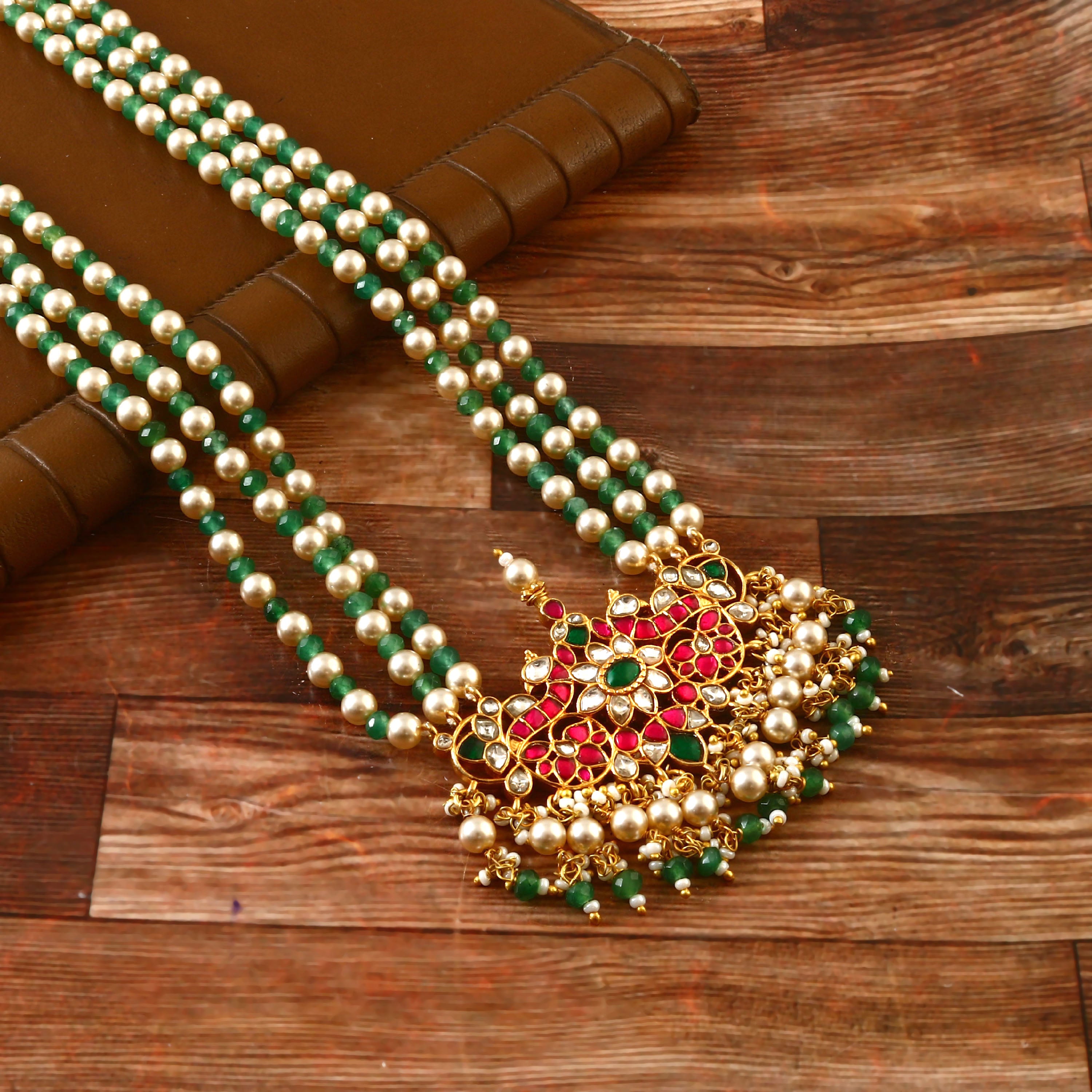 NK-168 - Jadau Kundan Necklace with Emerald