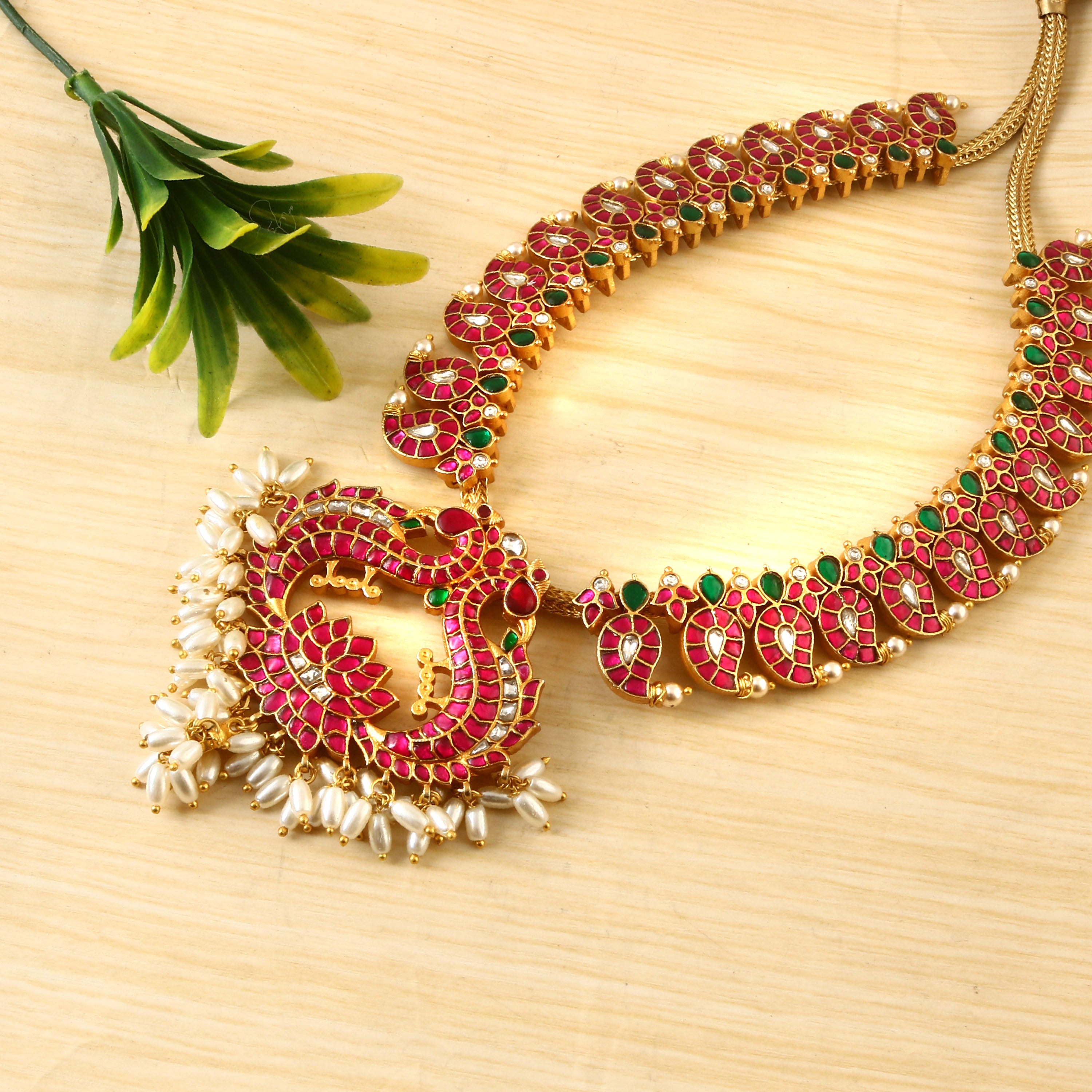 NK-167 - Jadau Kundan Necklace with Emerald