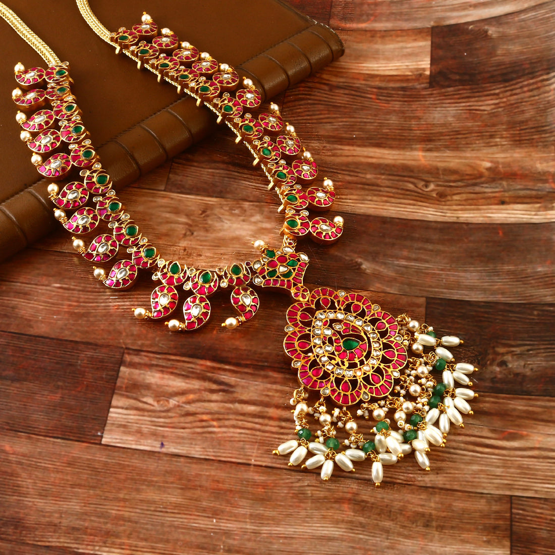 NK-166 - Jadau Kundan Necklace with Emerald