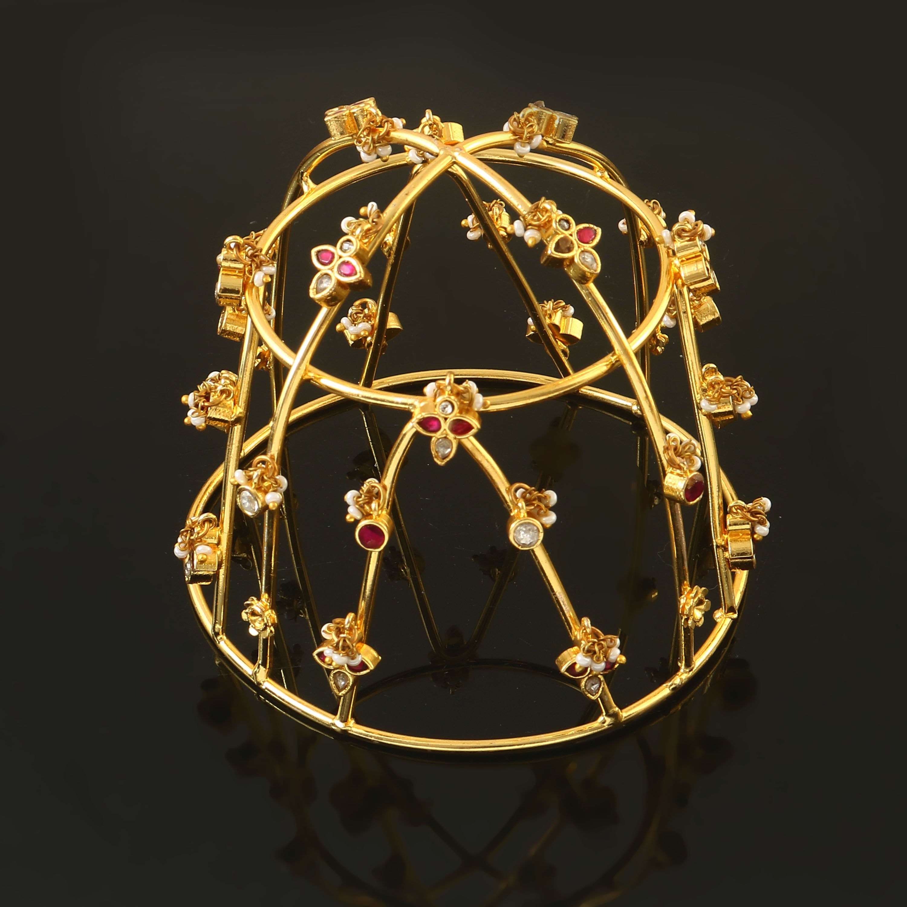 JD-105 - Jadau Kundan Jadebille with Emerald