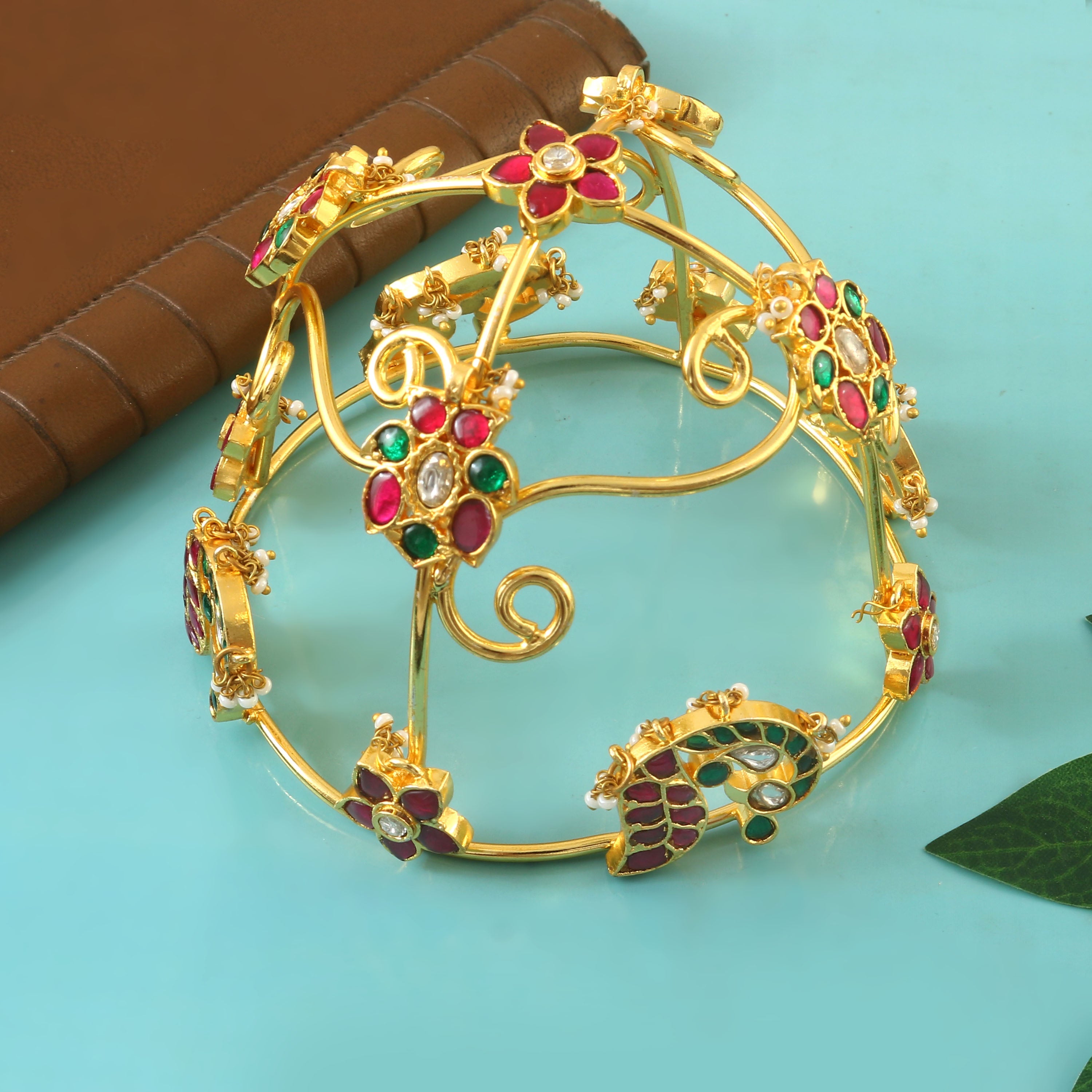 JD-107 - Jadau Kundan Jadebille with Emerald