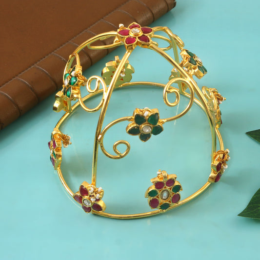 JD-108 - Jadau Kundan Jadebille with Emerald