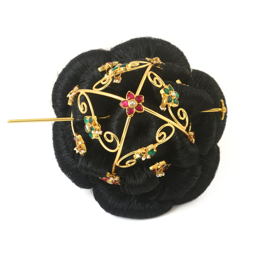 JD-108 - Jadau Kundan Jadebille with Emerald