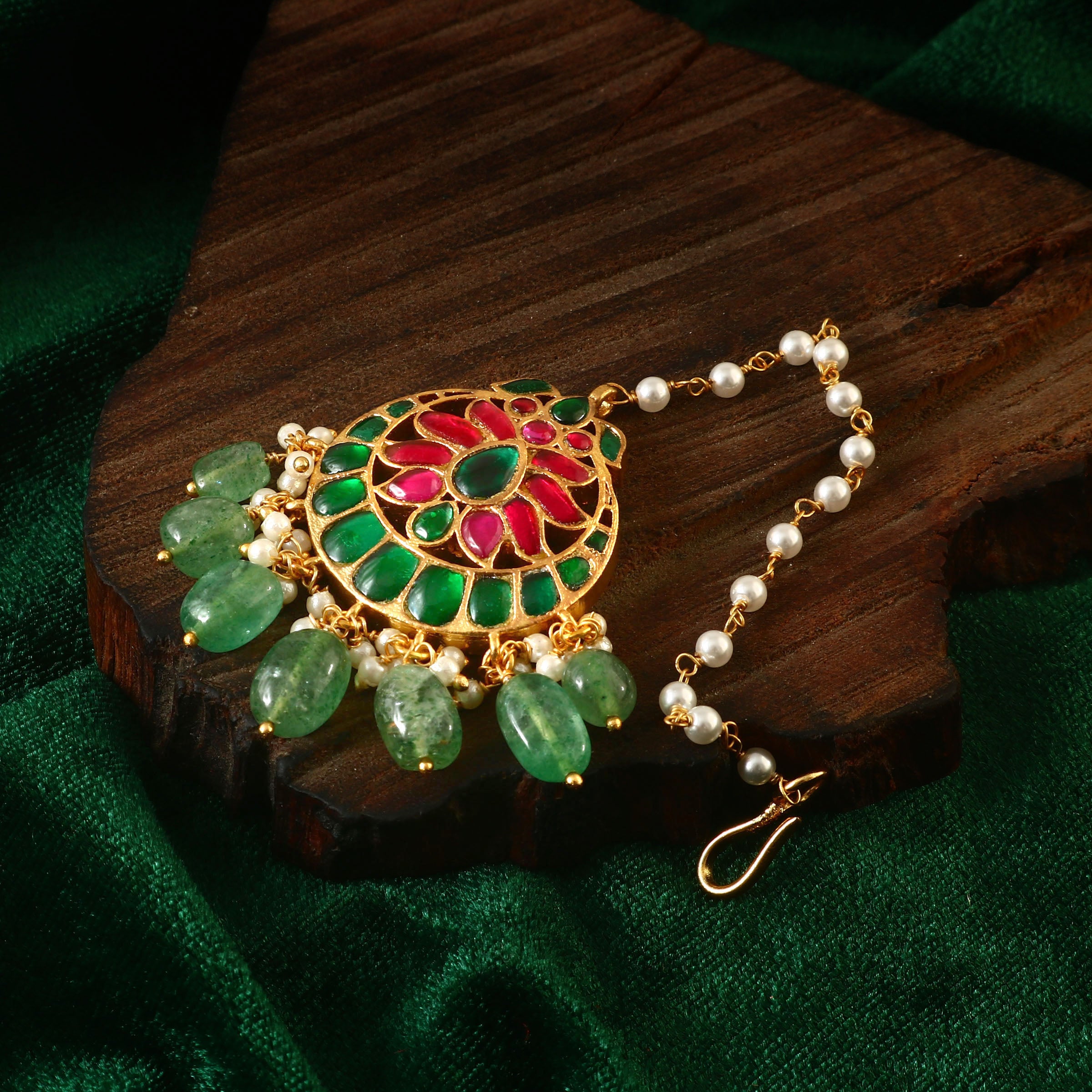 MT-114 - Jadau Kundan Mangtika with Emerald