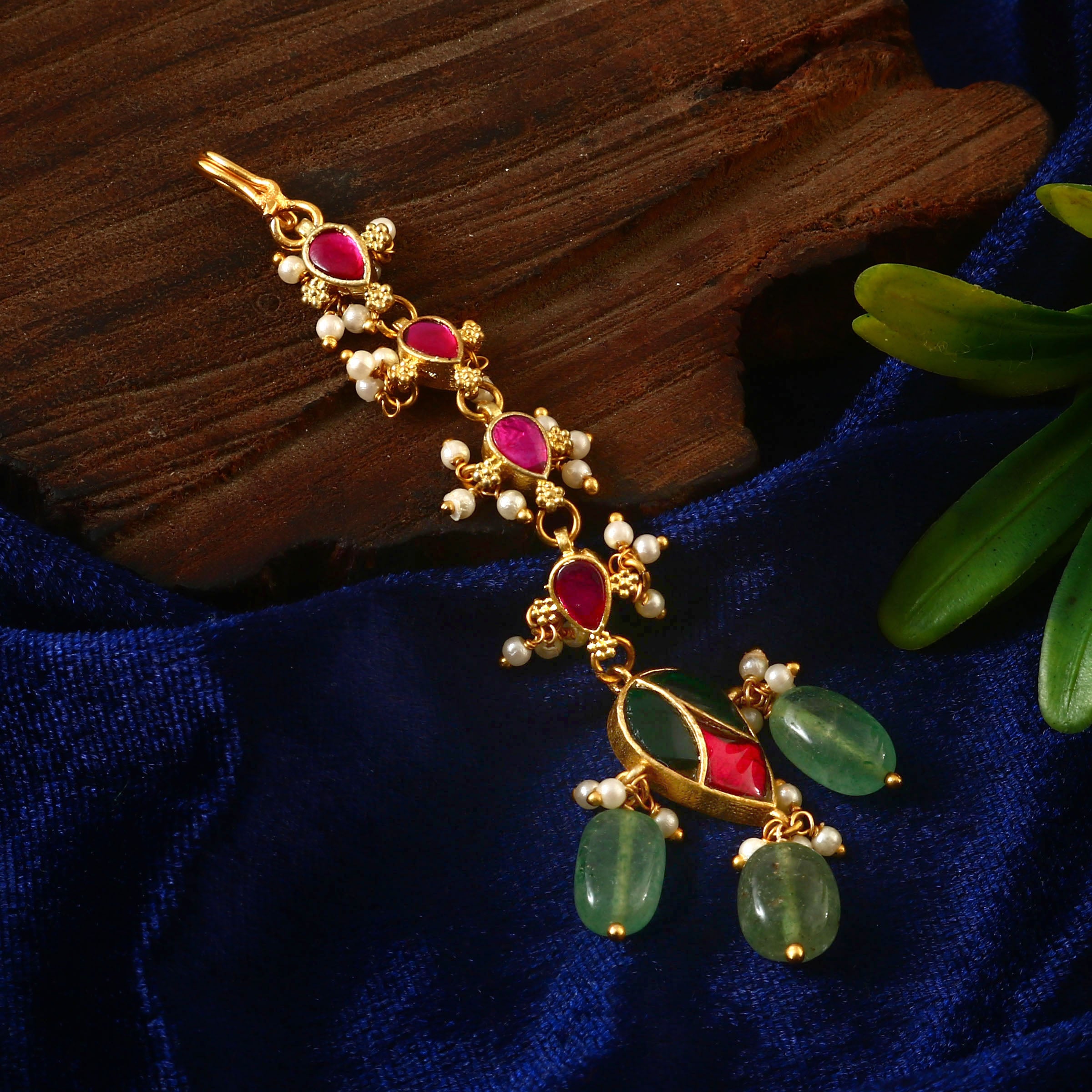 MT-119 - Jadau Kundan Mangtika with Emerald