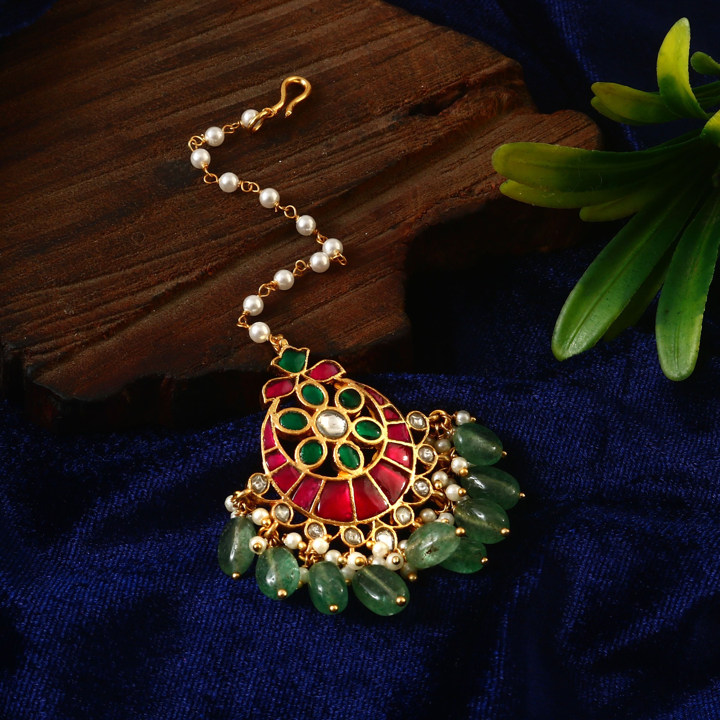 MT-123 - Jadau Kundan Mangtika with Emerald