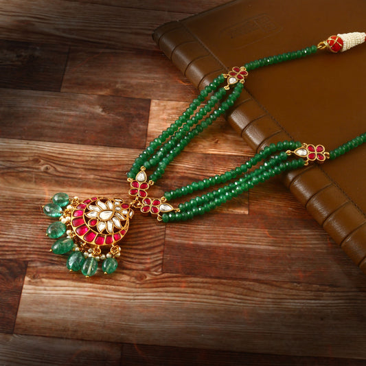 NK-171 - Jadau Kundan Necklace with Emerald