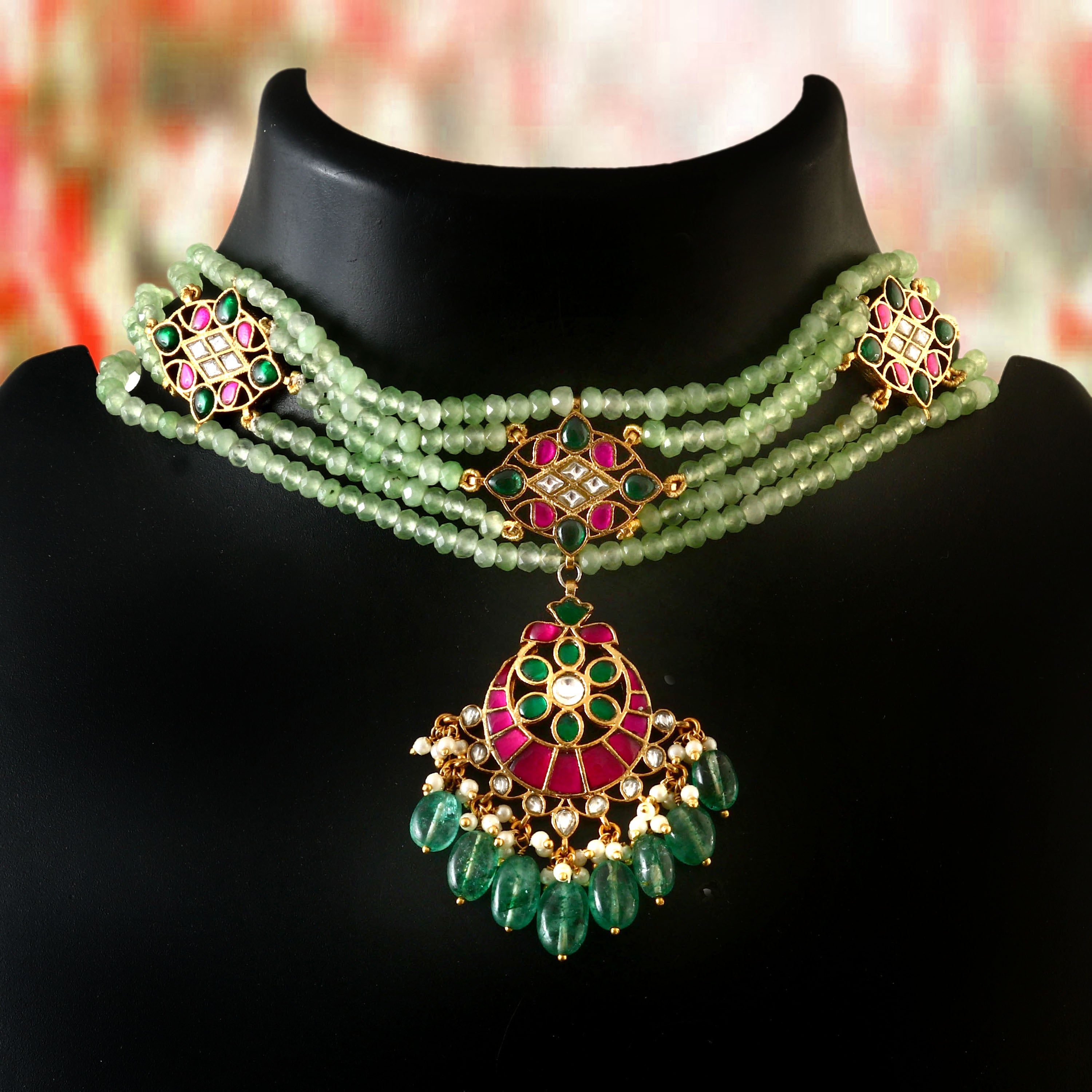 NK-172 - Jadau Kundan Necklace with Emerald