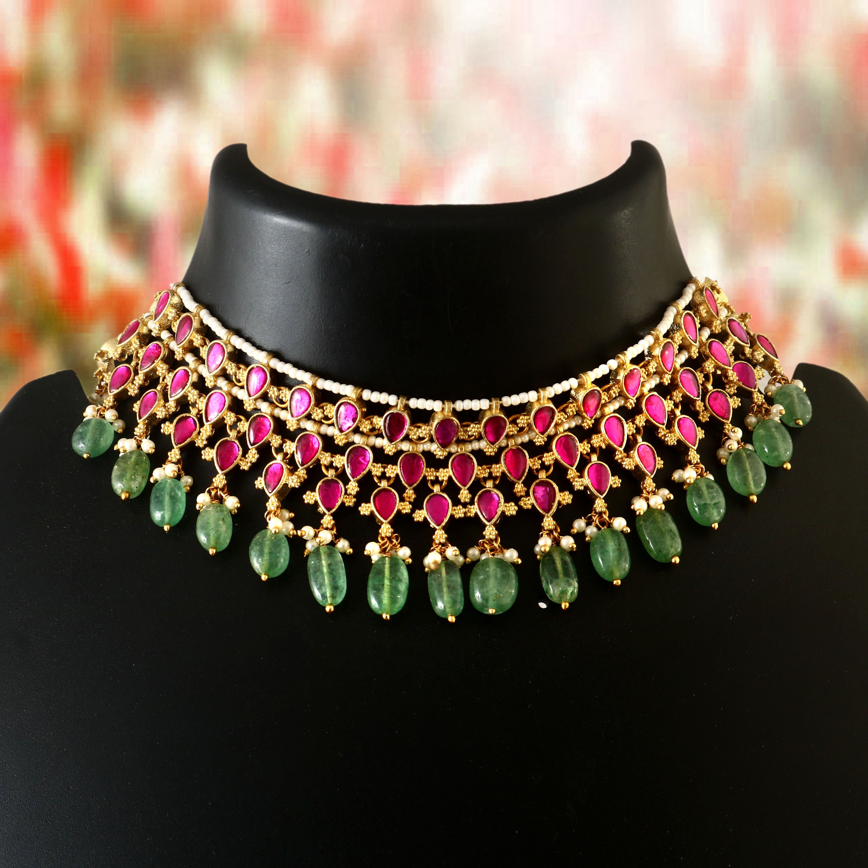 NK-173 - Jadau Kundan Necklace with Emerald