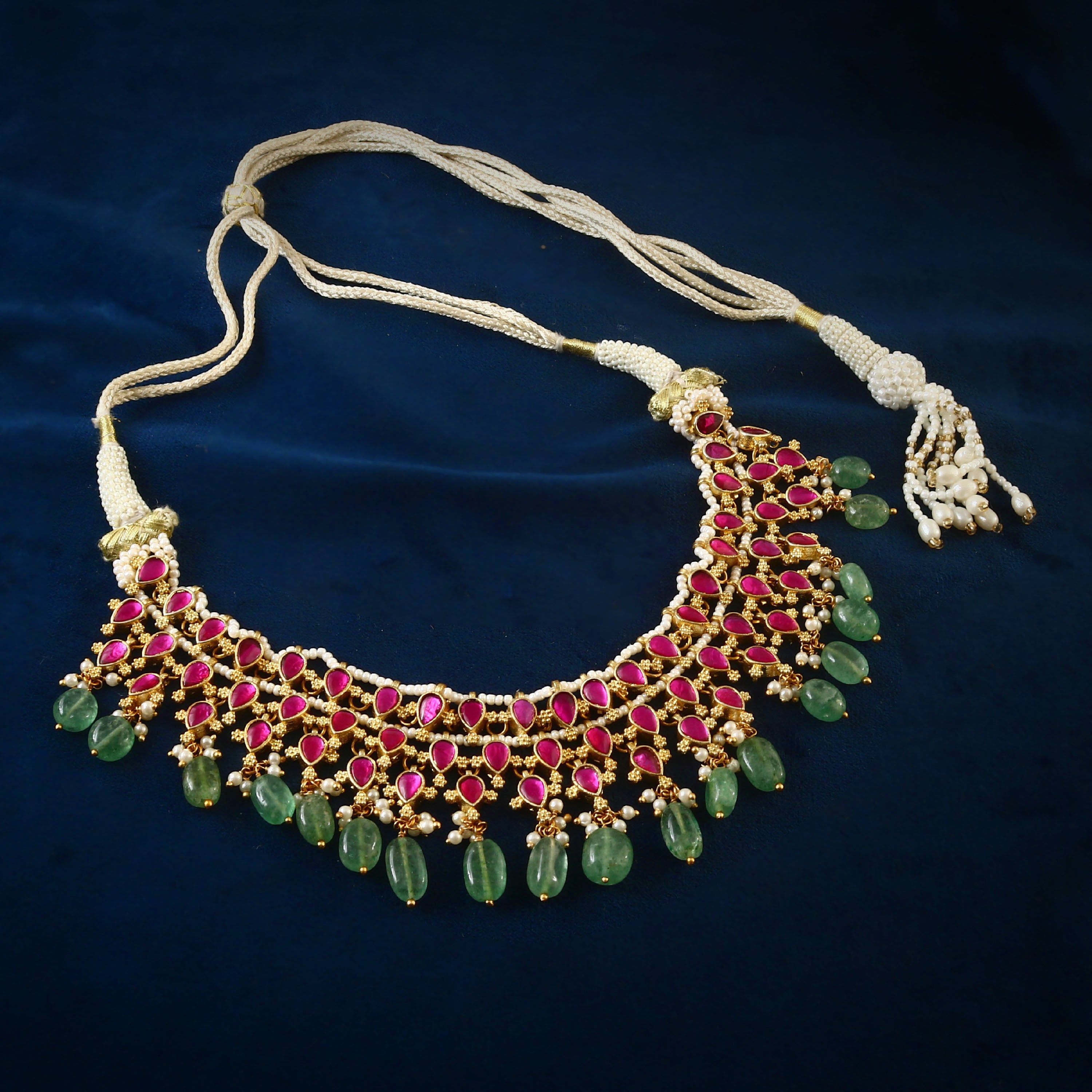 NK-173 - Jadau Kundan Necklace with Emerald