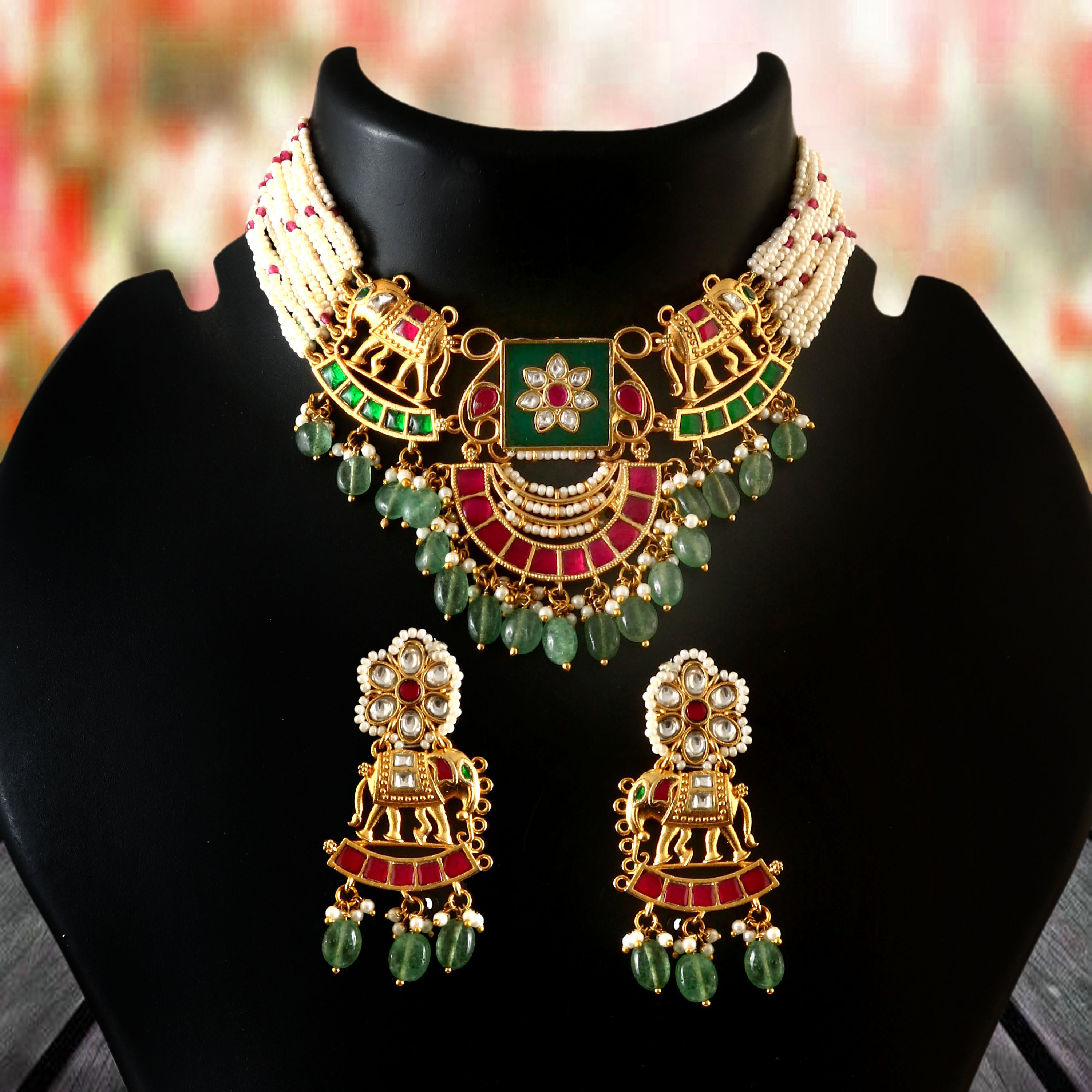 NK-179 - Jadau Kundan Necklace with Emerald
