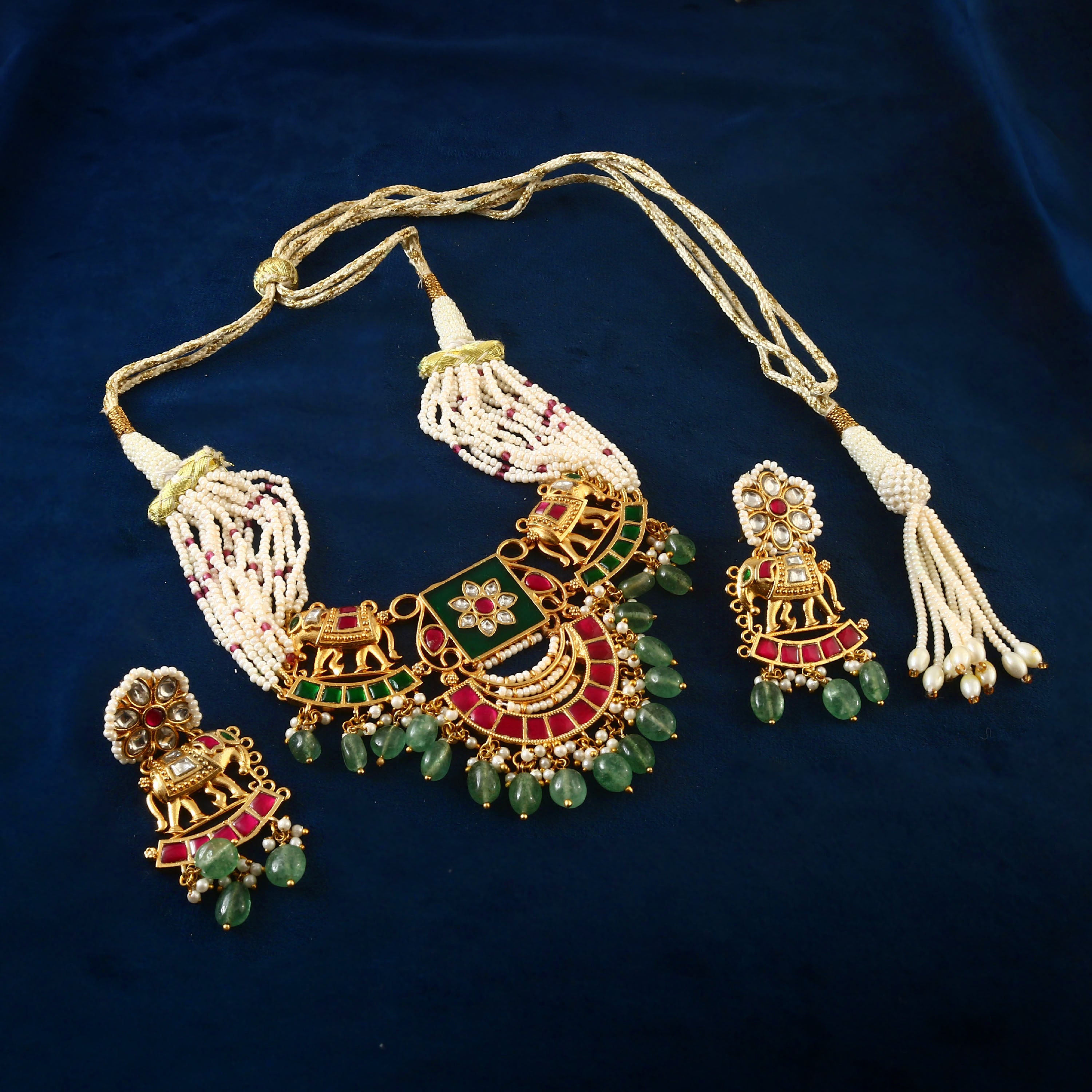 NK-179 - Jadau Kundan Necklace with Emerald