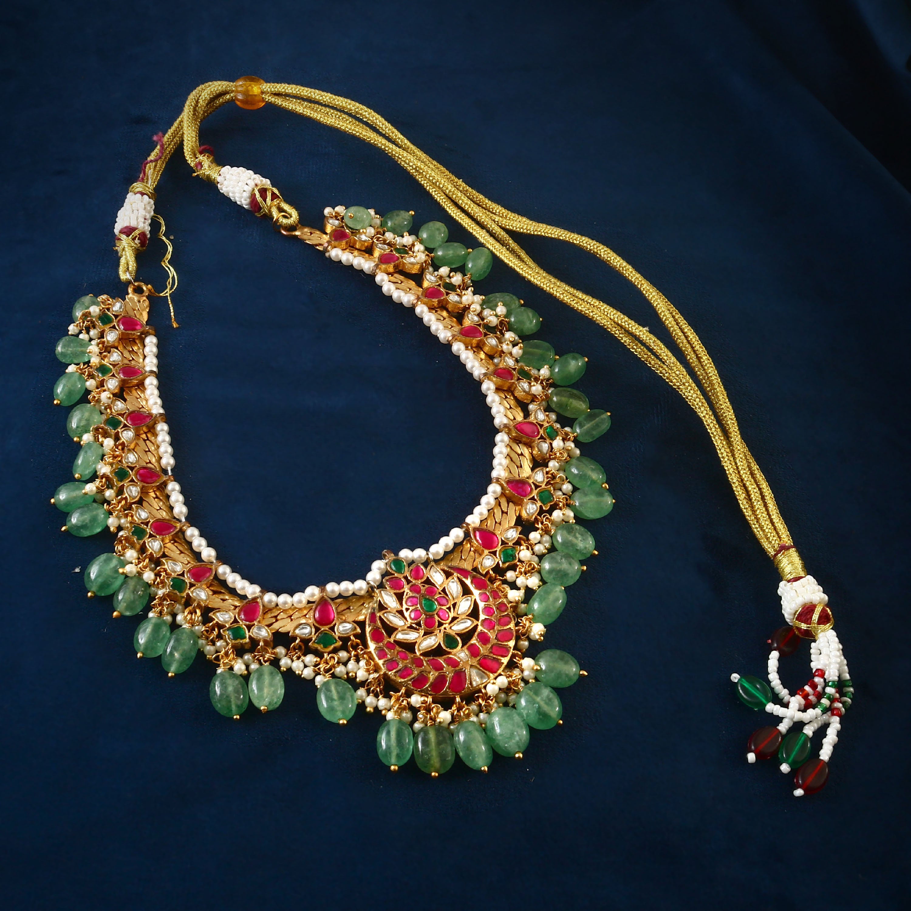 NK-180 - Jadau Kundan Necklace with Emerald