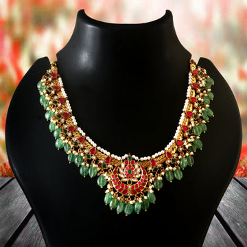NK-180 - Jadau Kundan Necklace with Emerald