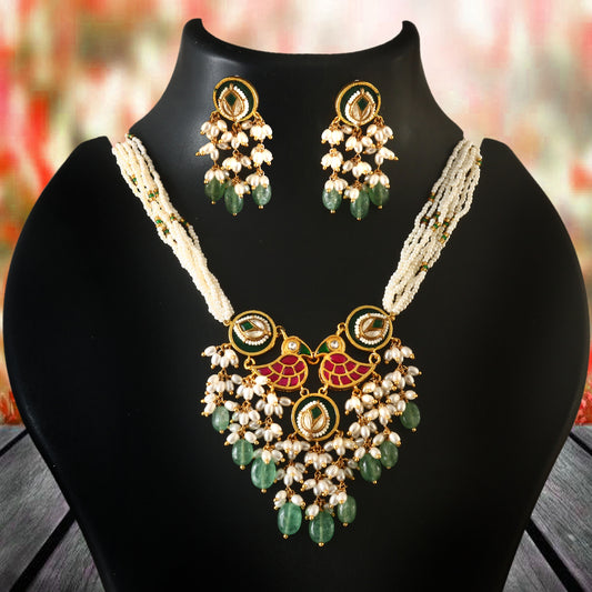 NK-182 - Jadau Kundan Necklace with Emerald
