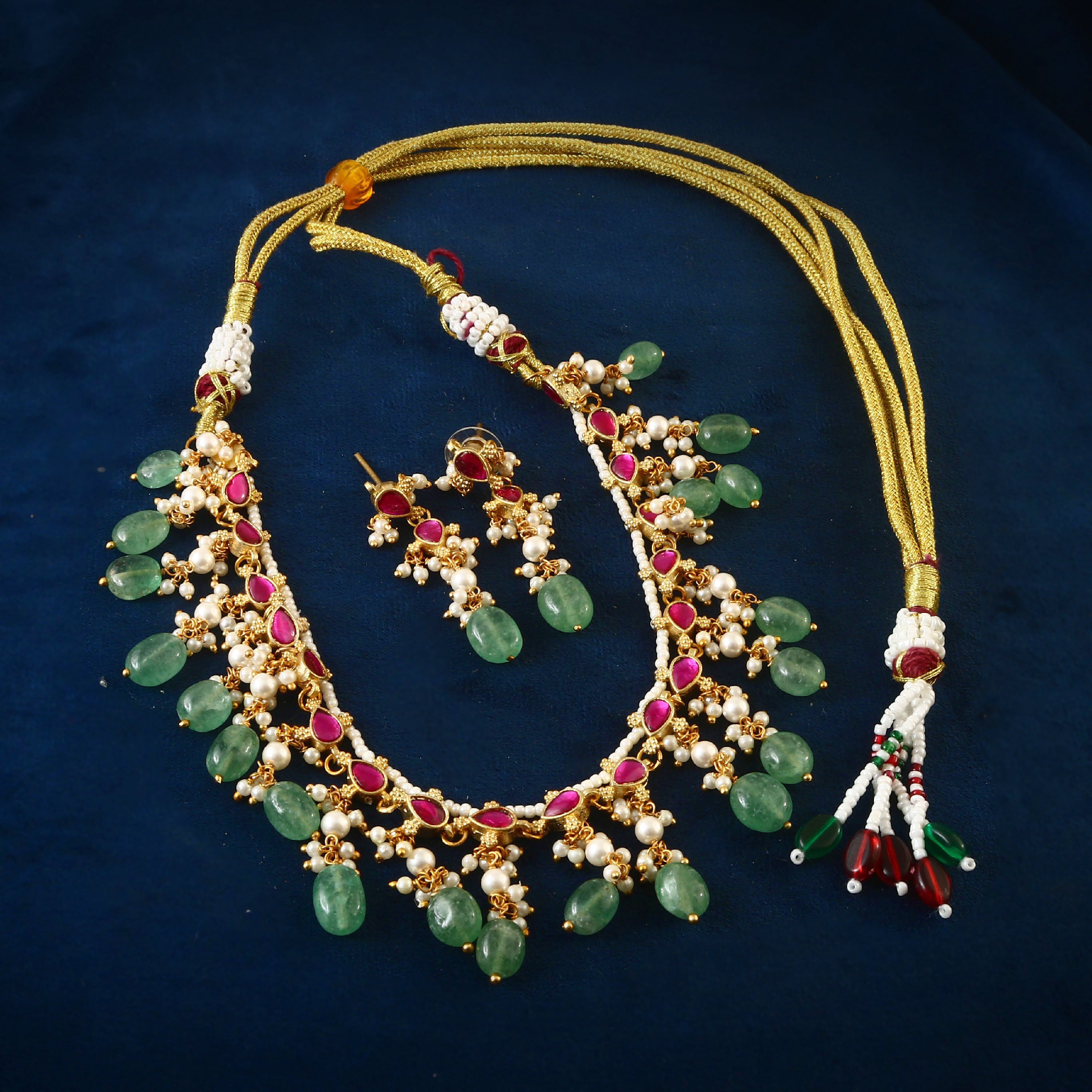 NK-185 - Jadau Kundan Necklace with Emerald