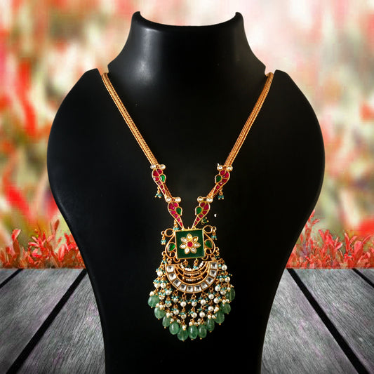 NK-186 - Jadau Kundan Necklace with Emerald