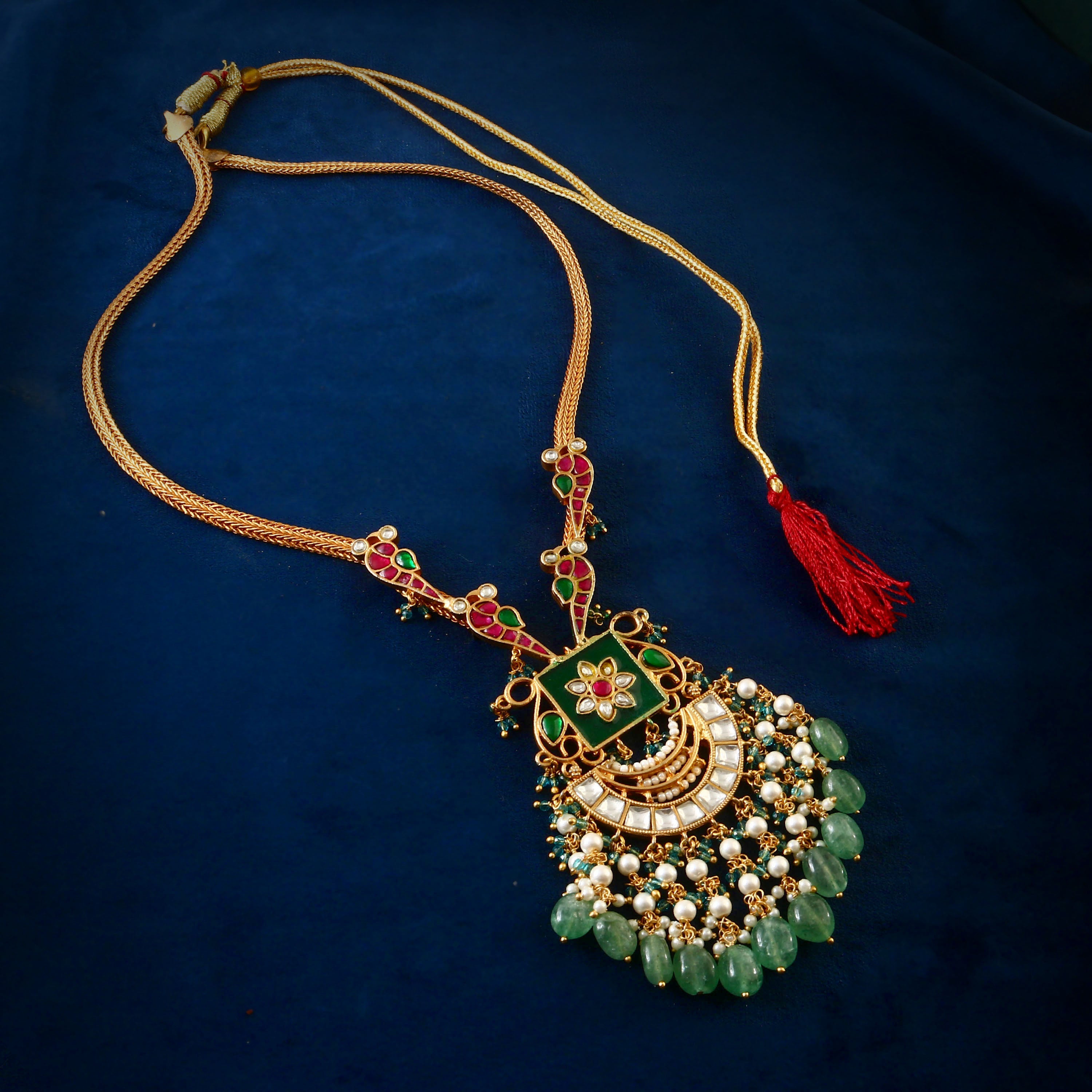 NK-186 - Jadau Kundan Necklace with Emerald