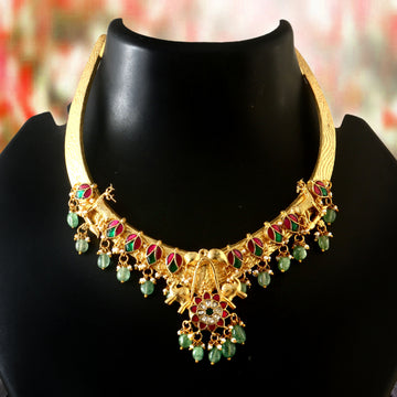 NK-189 - Jadau Kundan Necklace with Emerald