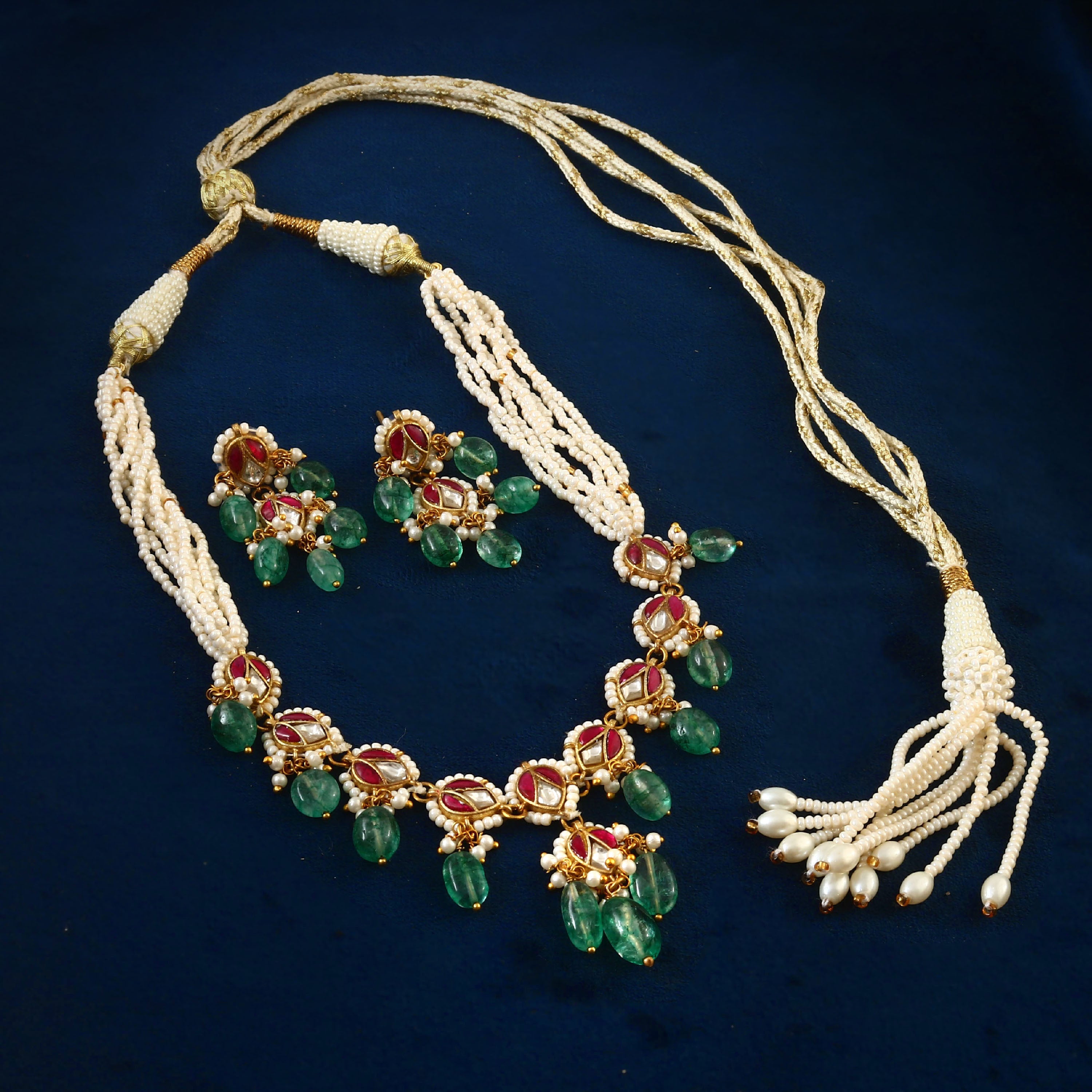 NK-190 - Jadau Kundan Necklace with Emerald